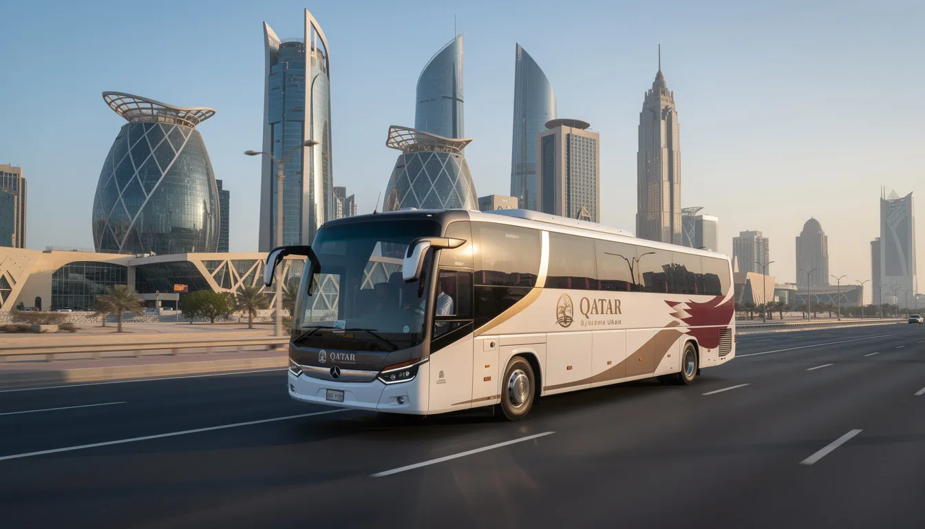 Modern bus providing efficient transportation services in Qatar